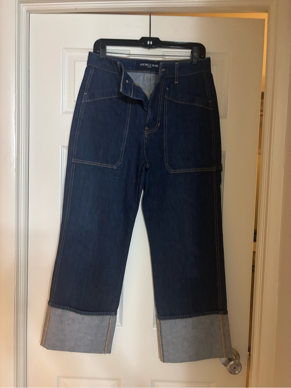 Veronica Beard Dark Indigo Cropped Wide-Leg Jeans - Picture 5 of 7